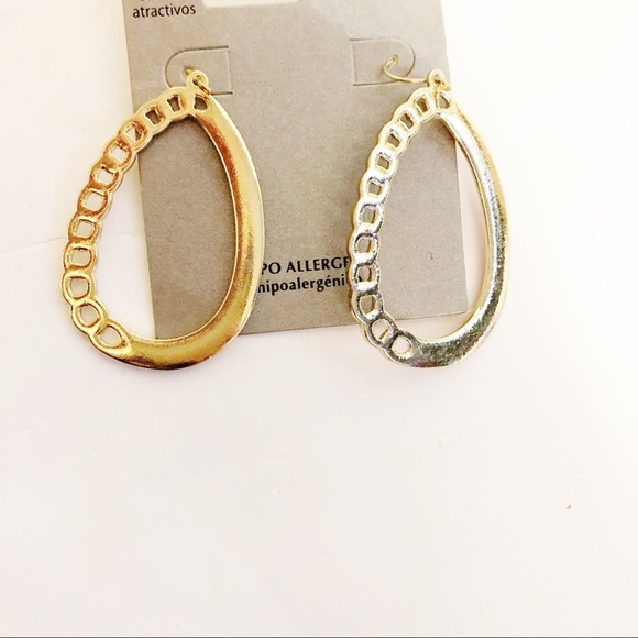 Chainlink Hoop Dangle Earrings Pink Gold NWT - Picture 2 of 5